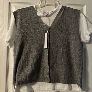 Song of Style White T-Shirt with Ribbed Cotton Vest Top